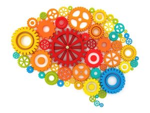 The shape of a brain is made up of cogs and wheels, signifying how a stroke affects the brain.